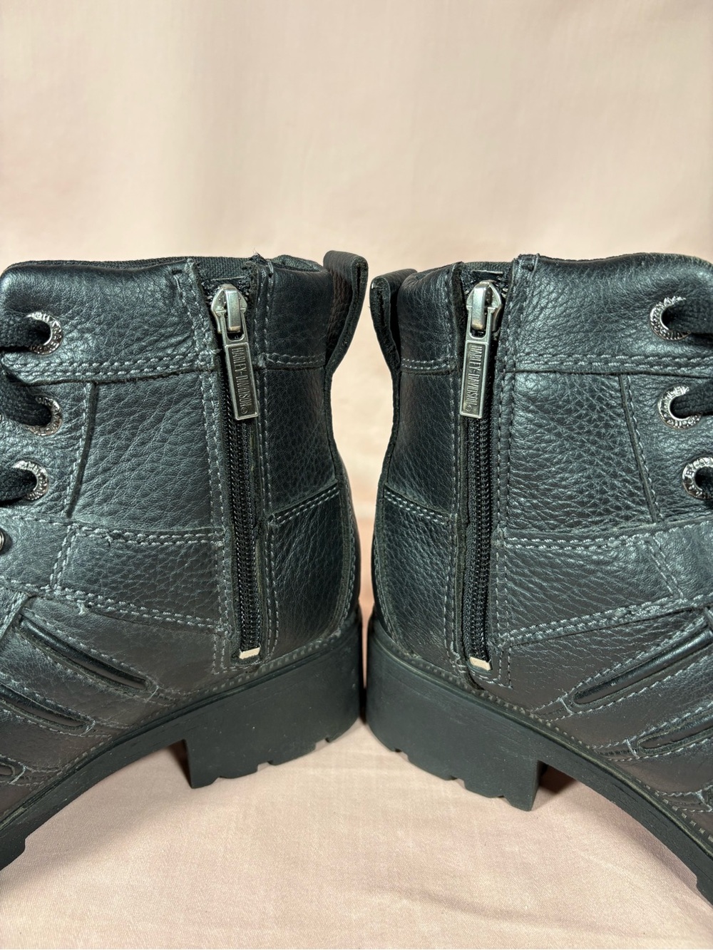 Harley Davidson Women's 9 Black Leather Tamia Lace-Up Side-Zip Motorcycle Boots - Picture 13 of 15